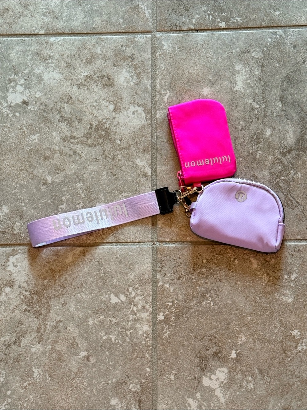 lululemon athletica Lavender & Hot Pink Wristlet Keychain Set